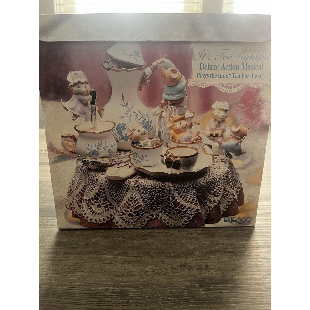 Enesco Tea-lightful Tea for Two Music Box Small World Vintage